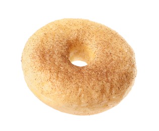 Sweet tasty glazed donut with cinnamon powder isolated on white