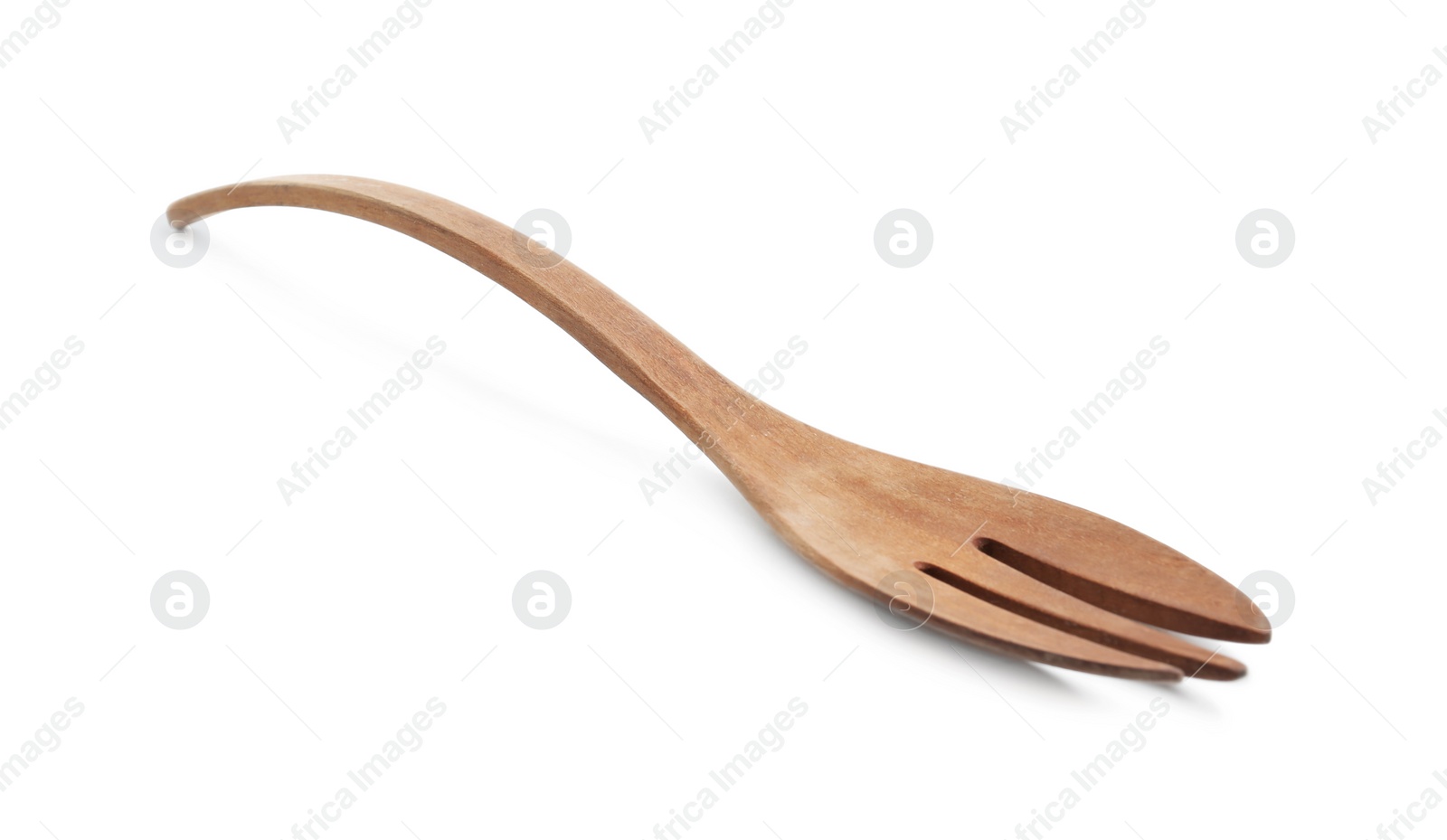 Photo of Wooden fork isolated on white. Cooking utensil