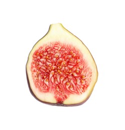 Half of fresh fig isolated on white, top view