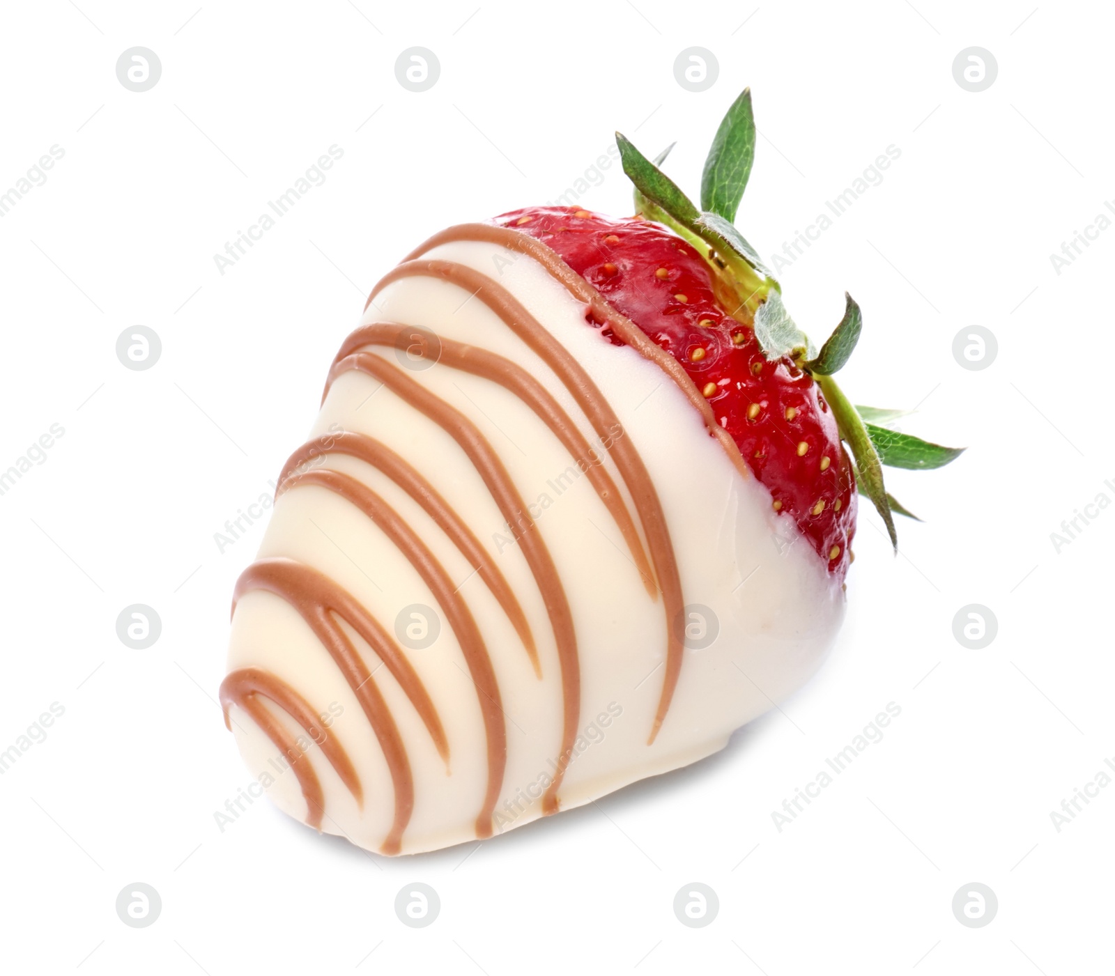 Photo of Delicious strawberry covered with chocolate isolated on white