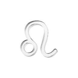 Zodiac sign. Silver Leo symbol isolated on white, top view