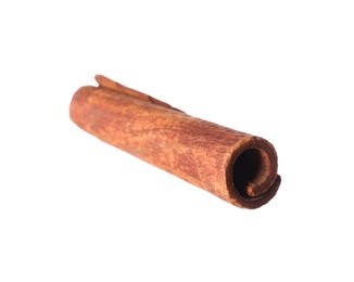 Photo of One aromatic cinnamon stick isolated on white