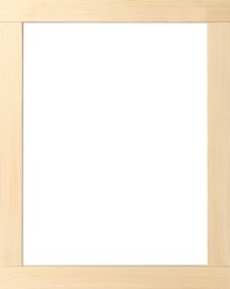 Wooden frame with blank white background. Mockup for design