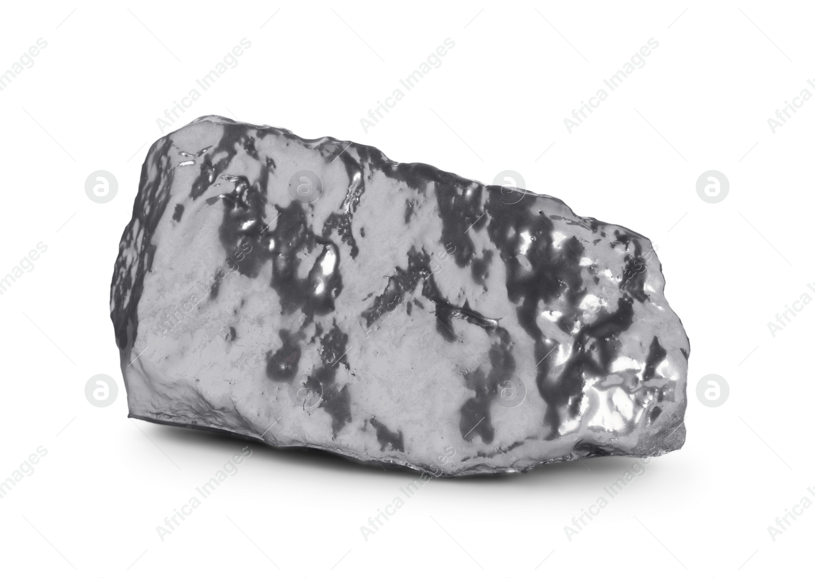 Photo of One shiny silver nugget on white background