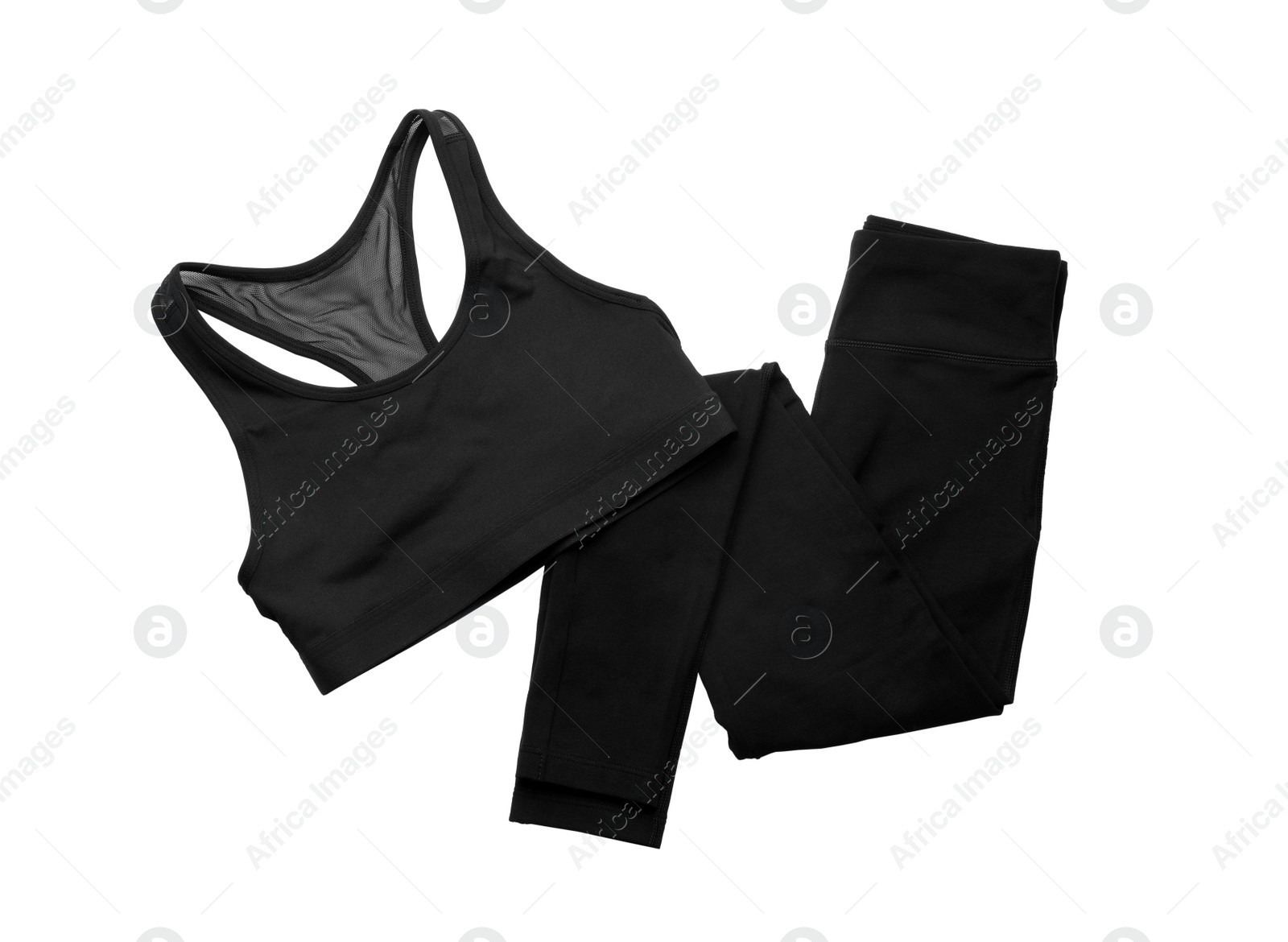 Photo of New stylish sportswear isolated on white, top view