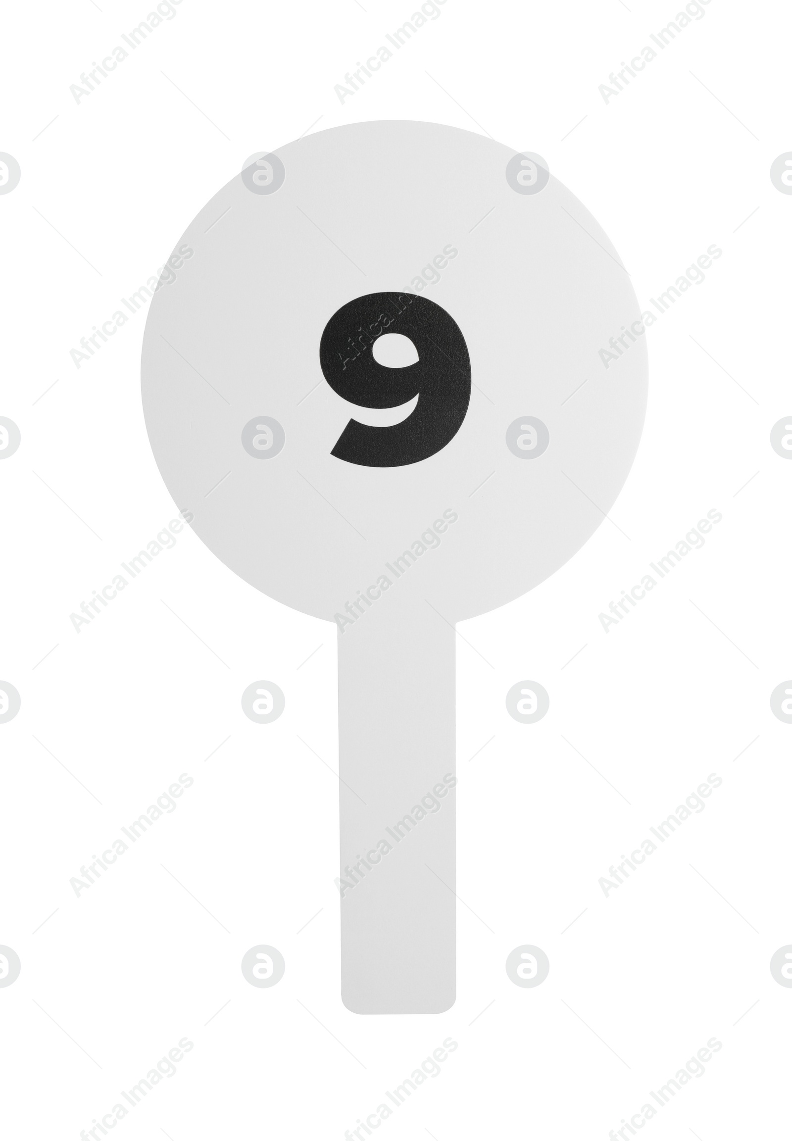 Photo of Auction paddle with number 9 isolated on white