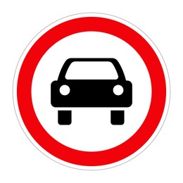 Traffic sign NO MOTOR VEHICLES on white background, illustration