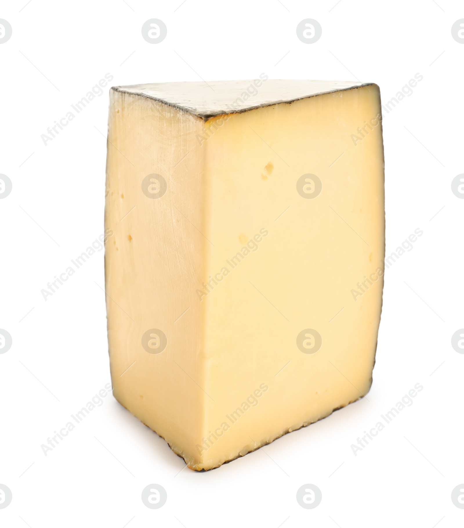 Photo of Piece of tasty fresh cheese isolated on white