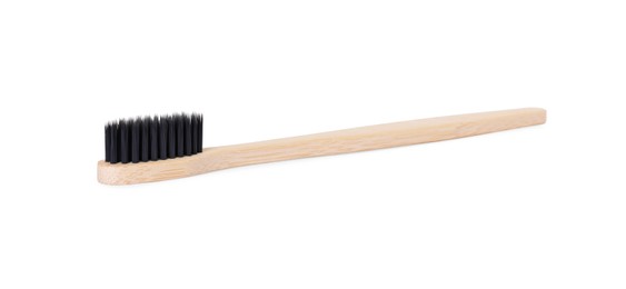 One bamboo toothbrush isolated on white. Eco friendly product