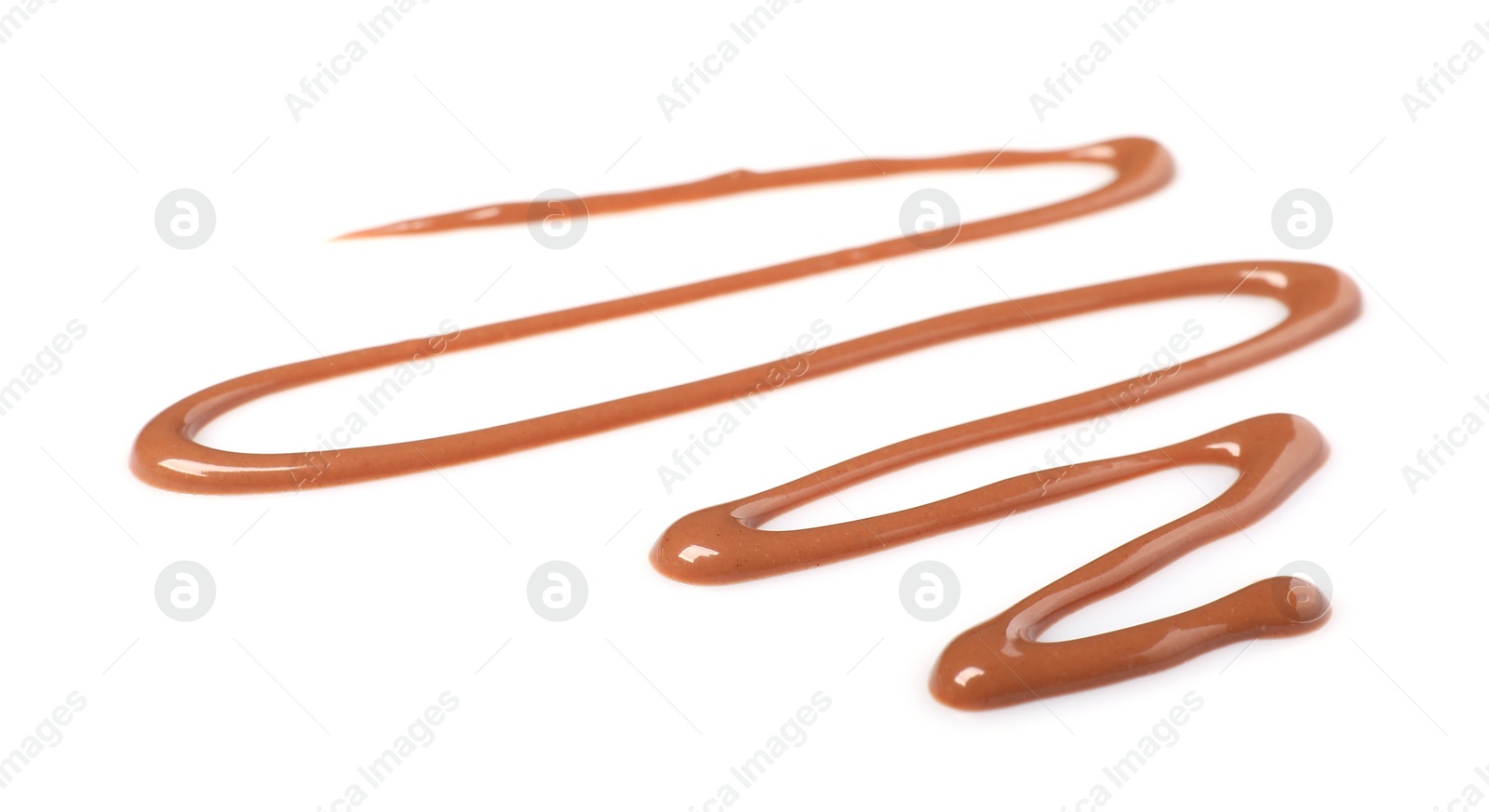 Photo of Smear of tasty milk chocolate paste isolated on white