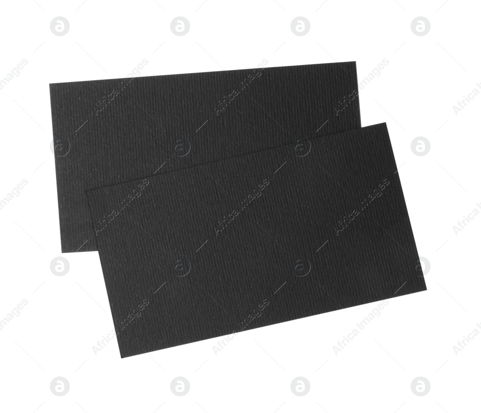 Photo of Blank black business cards isolated on white. Mockup for design