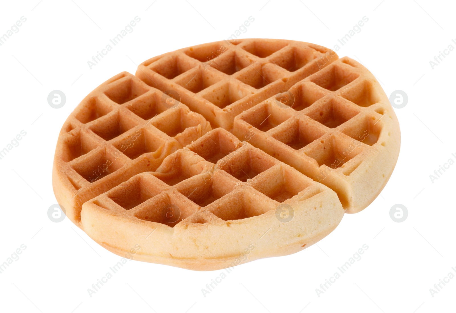 Photo of One tasty Belgian waffle isolated on white