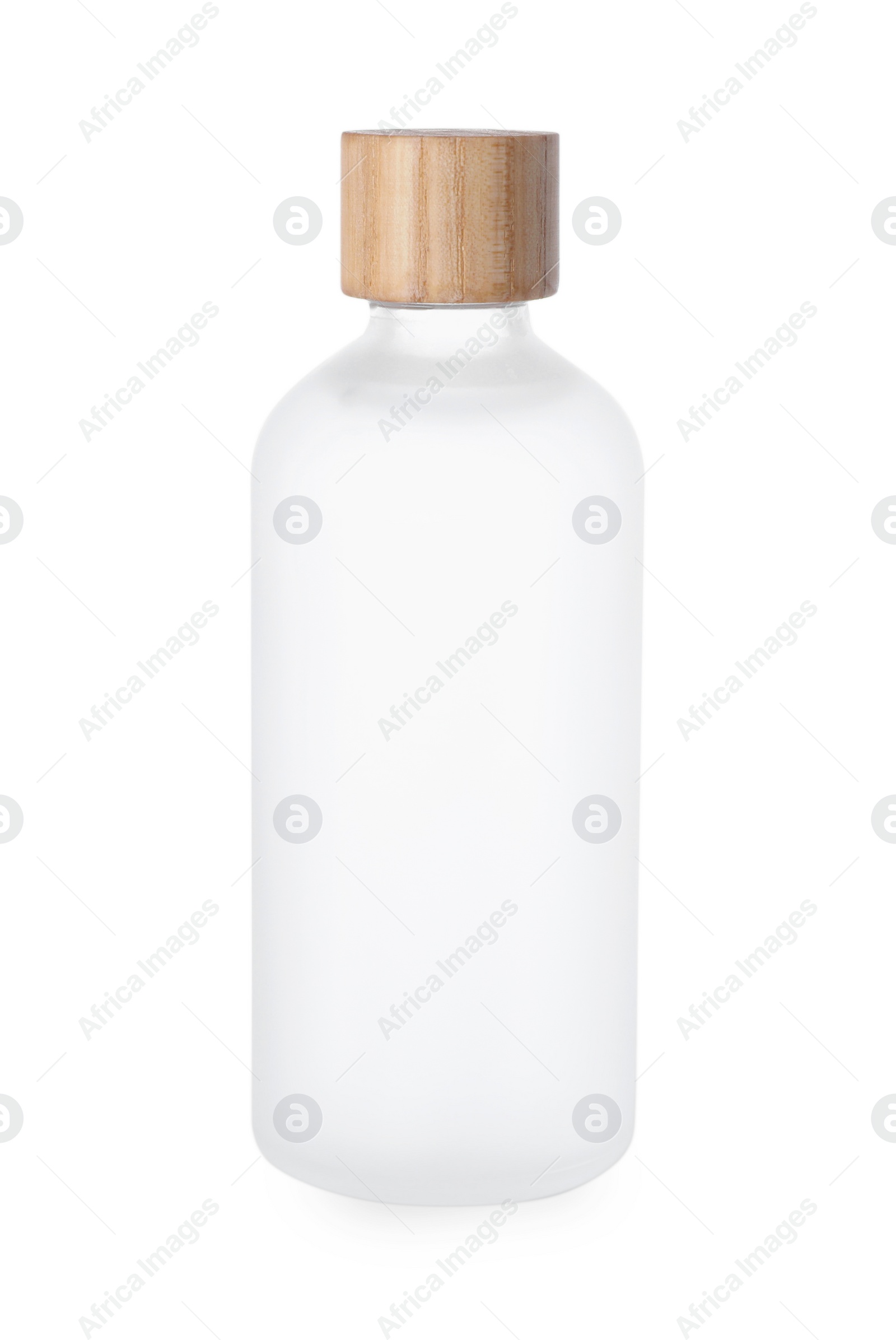 Photo of Bottle of essential oil isolated on white