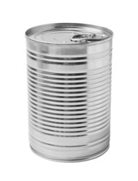 One closed tin can isolated on white