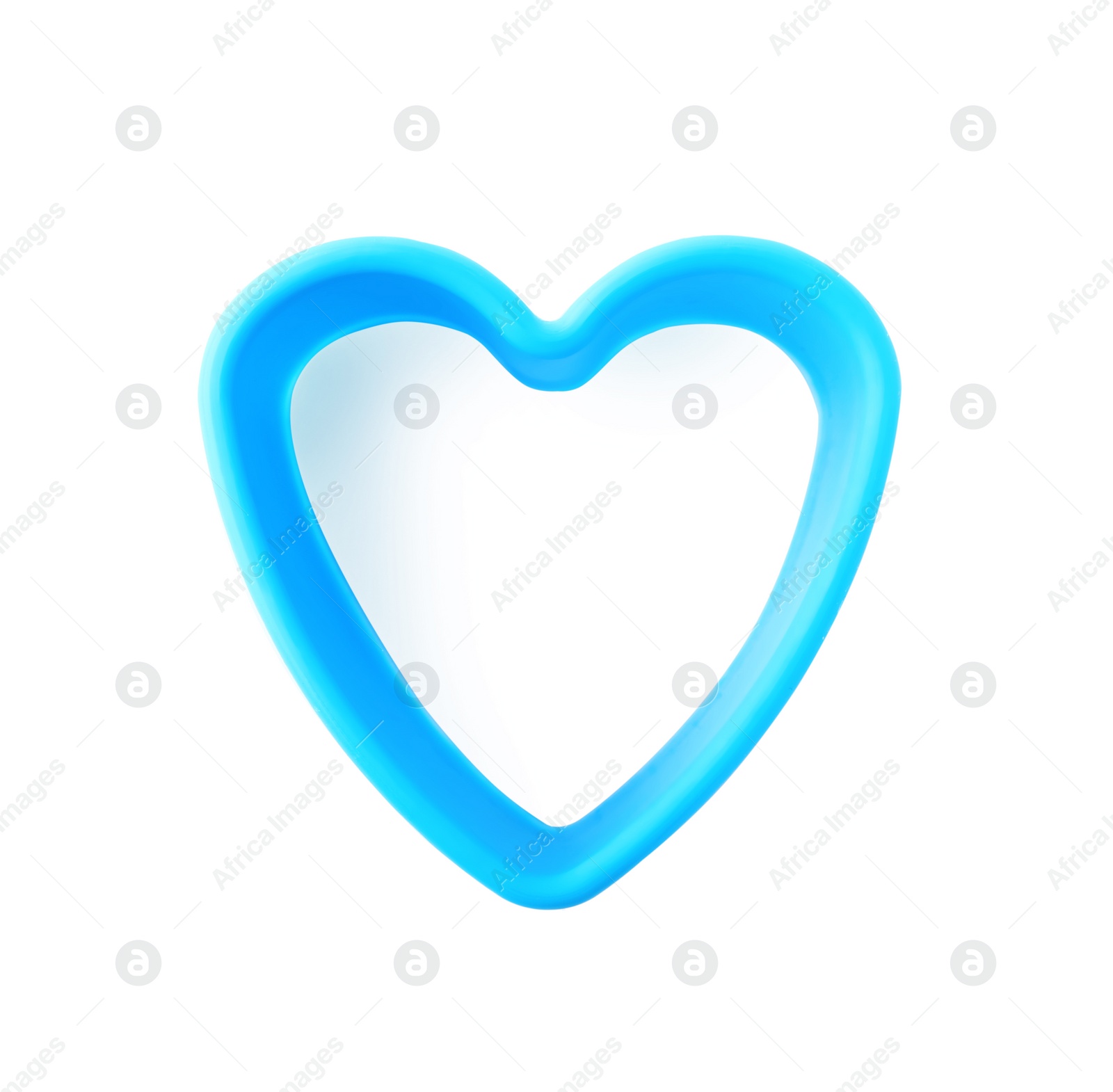 Photo of Heart shaped cookie cutter on white background, top view