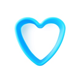 Photo of Heart shaped cookie cutter on white background, top view