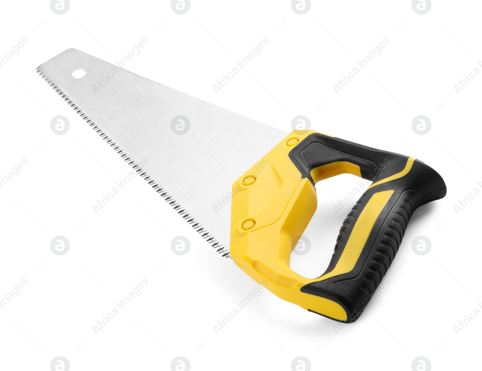 Photo of One saw with color hand isolated on white