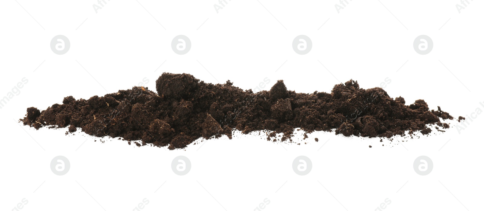 Photo of Pile of soil on white background. Fertile ground