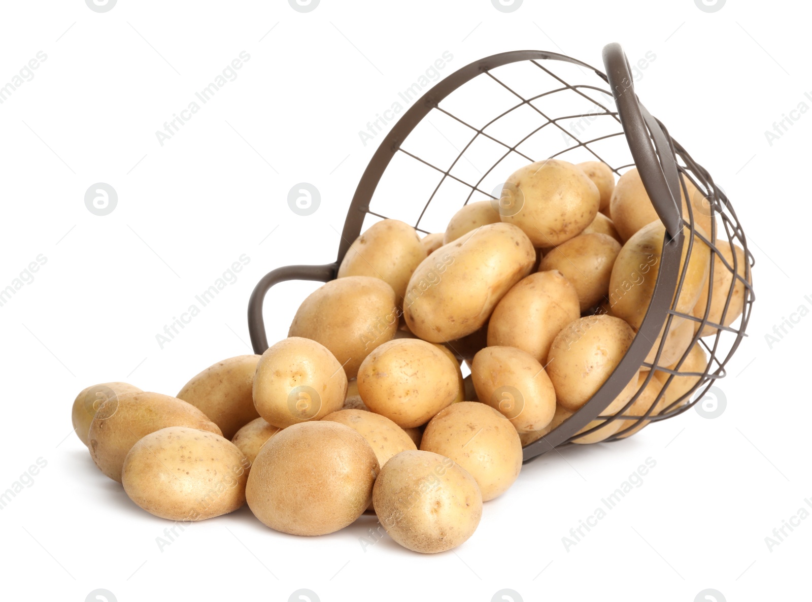 Photo of Raw fresh organic potatoes on white background