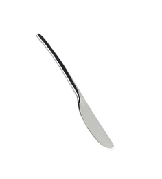 Photo of New metal butter knife isolated on white