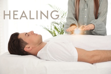 Image of Man during healing session in therapy room