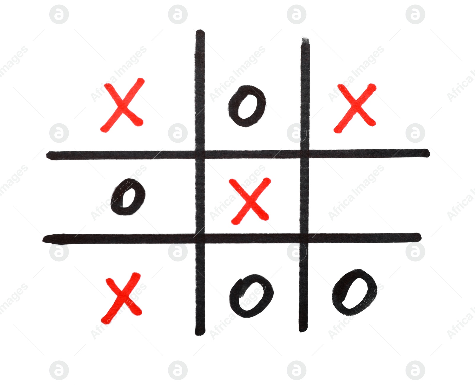 Photo of Hand drawn tic-tac-toe game on white background