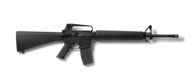 Assault rifle on white background