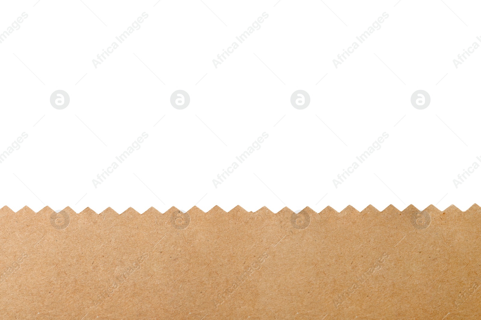 Photo of Kraft paper bag on white background, closeup