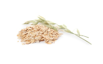 Oatmeal and branches with florets isolated on white