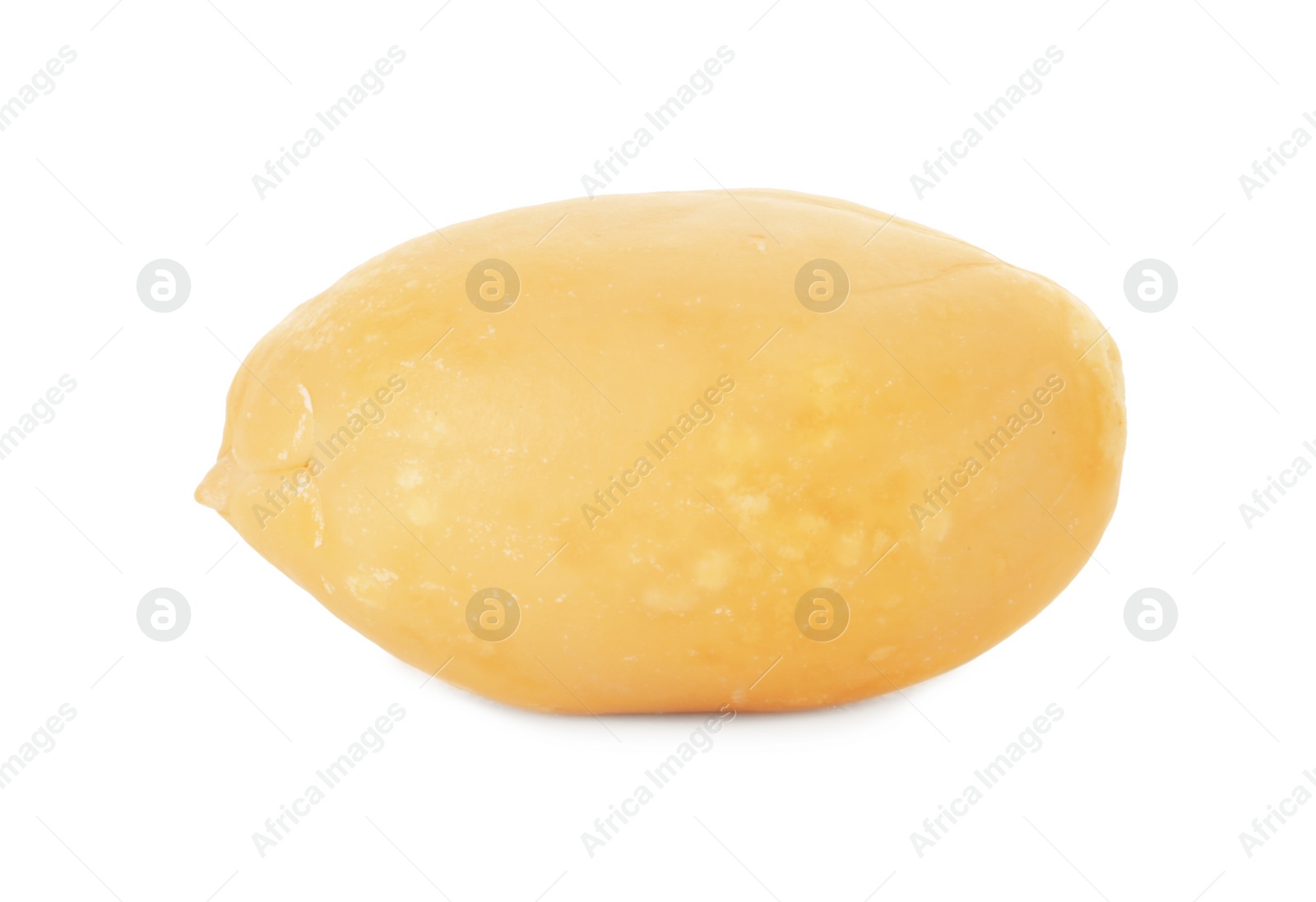 Photo of One fresh peeled peanut isolated on white