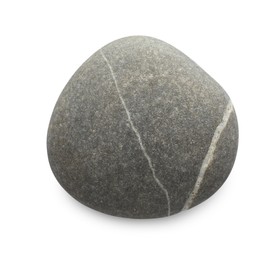 Photo of One grey stone isolated on white, top view