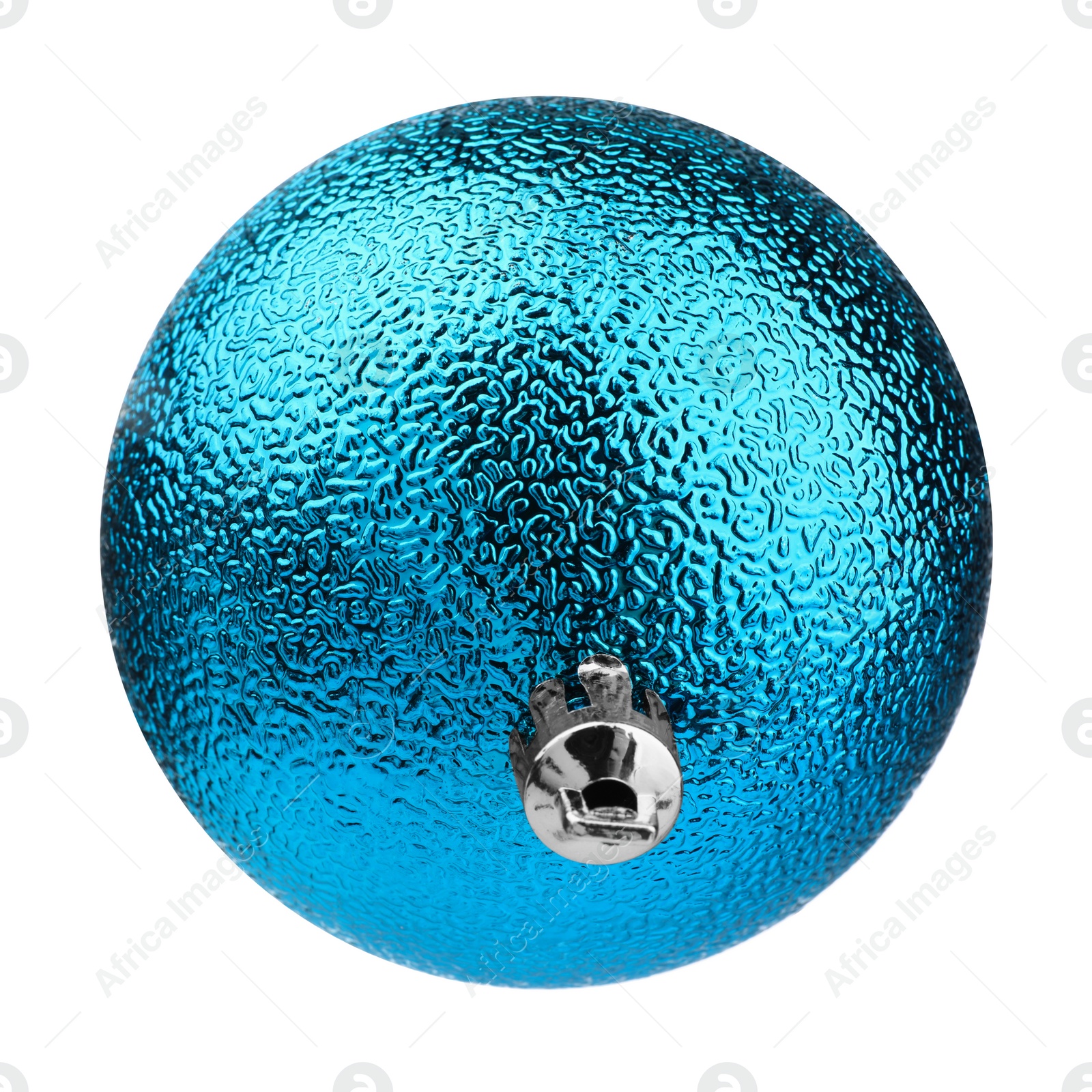 Photo of Beautiful light blue Christmas ball isolated on white