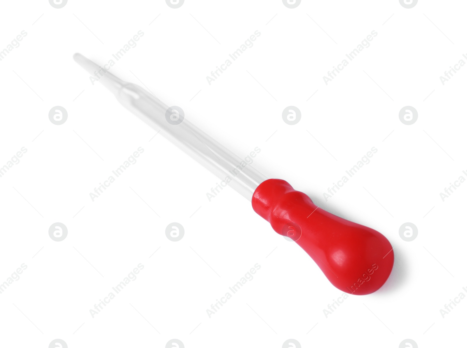 Photo of One glass clean pipette isolated on white