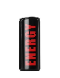 Can of energy drink on white background