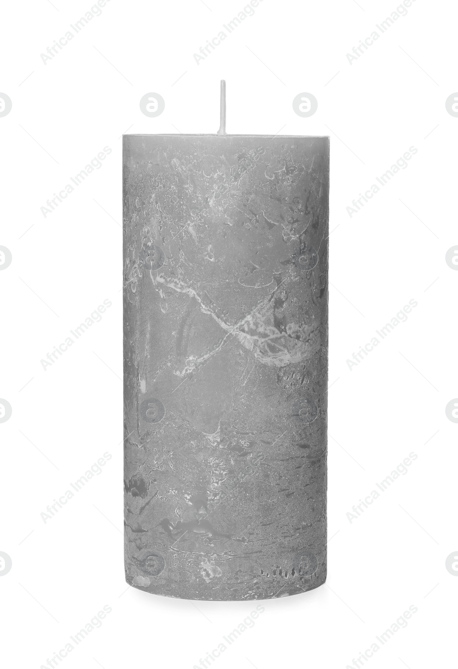 Photo of One color wax candle on white background