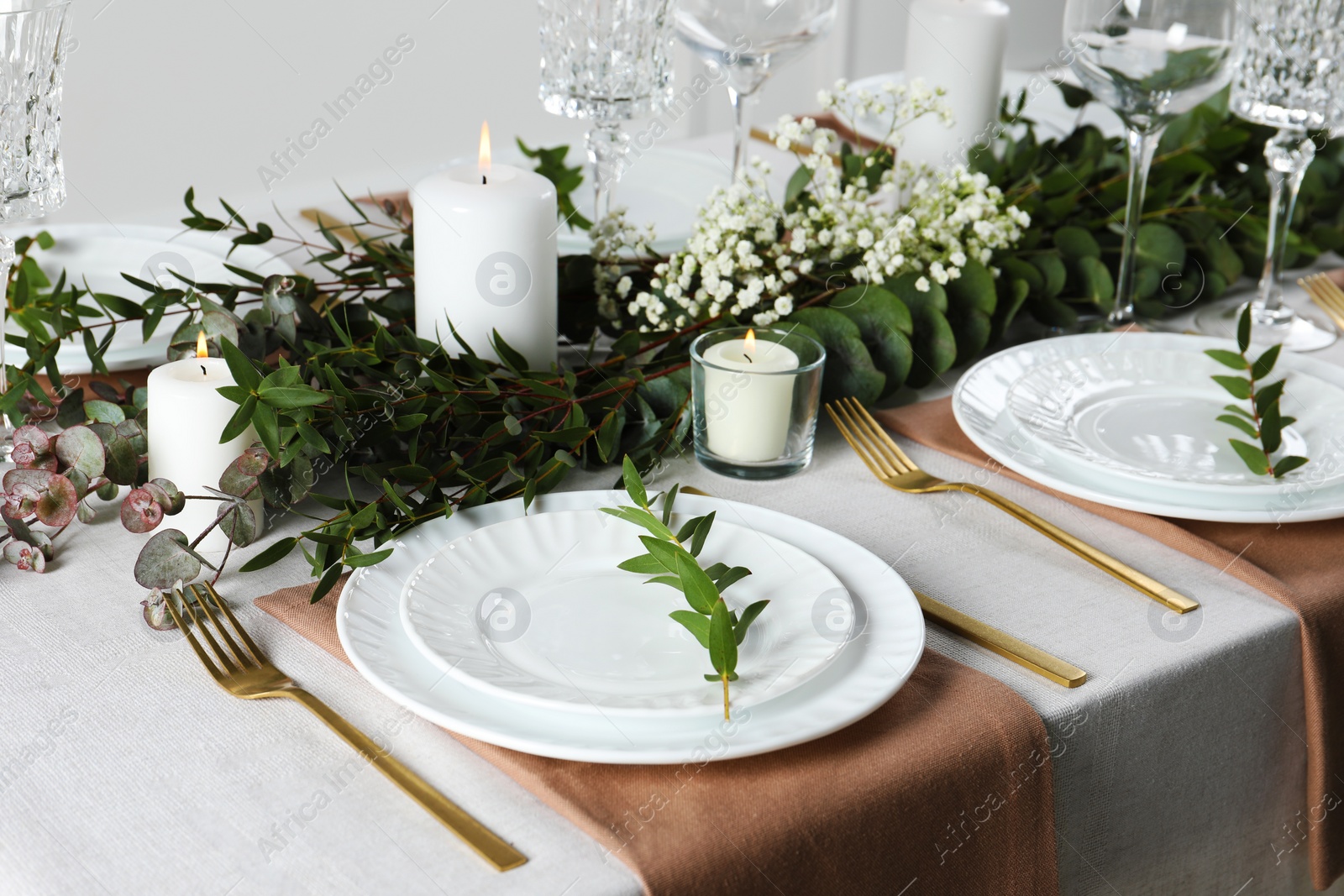 Photo of Stylish elegant table setting for festive dinner indoors