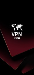 Concept of secure network connection. Acronym VPN on color background, illustration