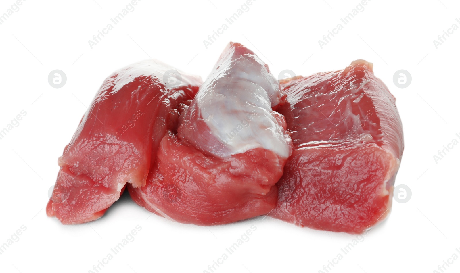 Photo of Raw meat on white background. Fresh product