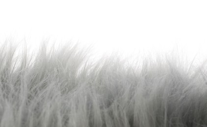 Soft grey faux fur isolated on white