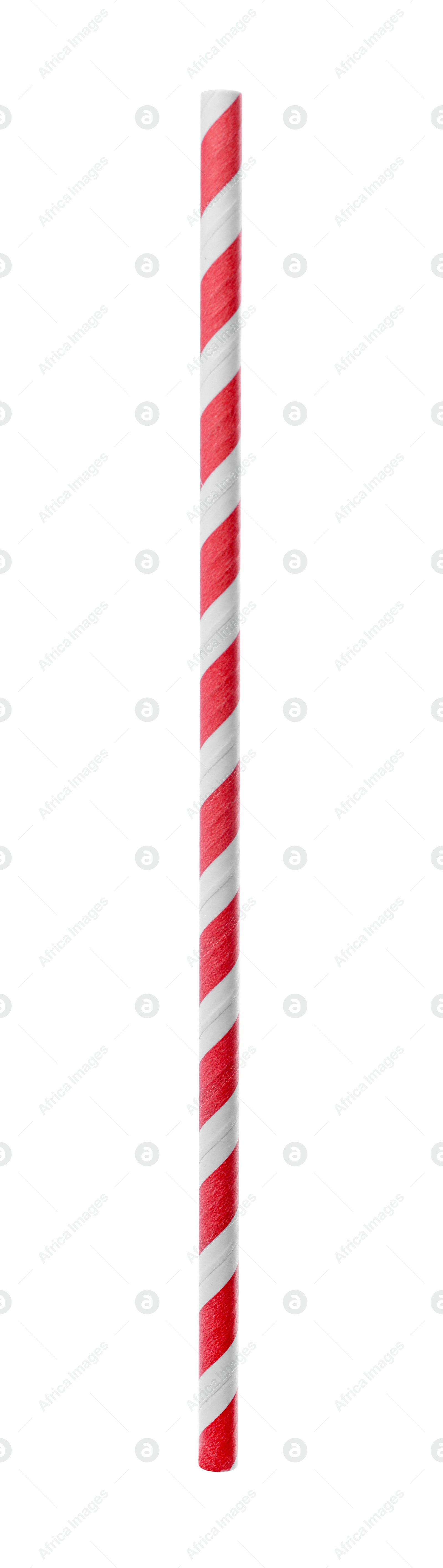 Photo of Striped paper cocktail tube isolated on white