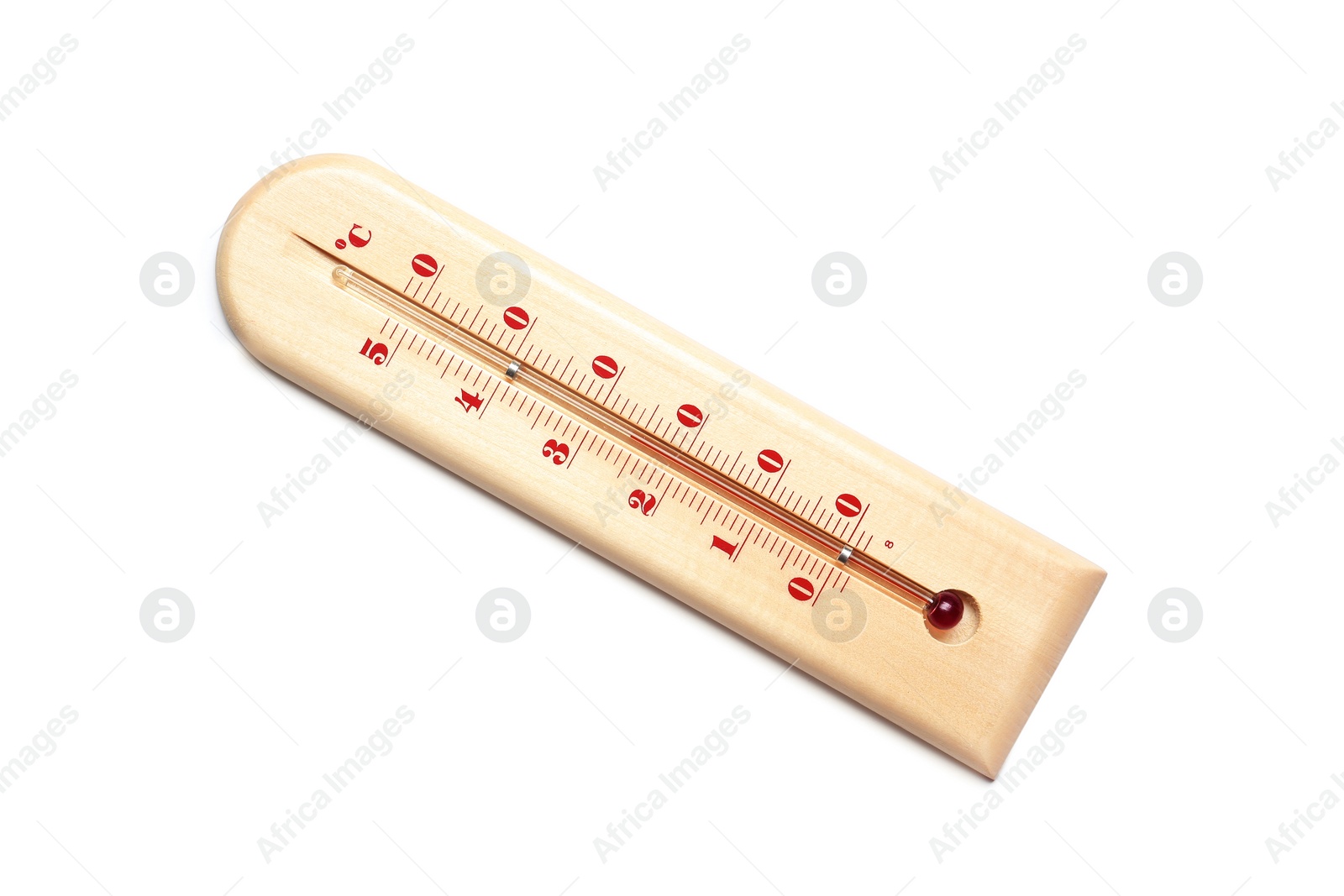 Photo of Weather thermometer on white background, top view