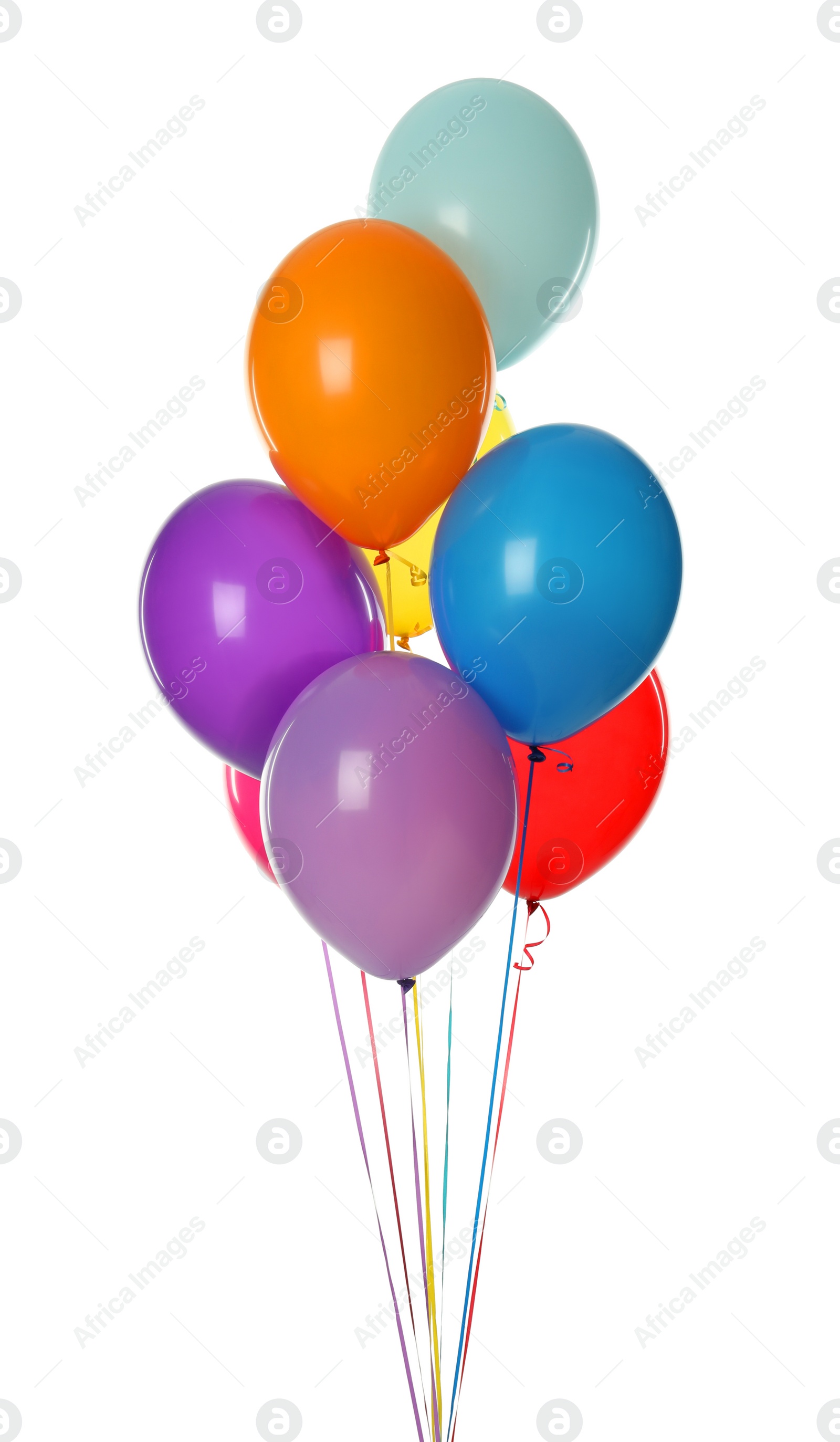 Photo of Bunch of colorful balloons on white background