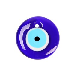 Evil eye amulet isolated on white, top view