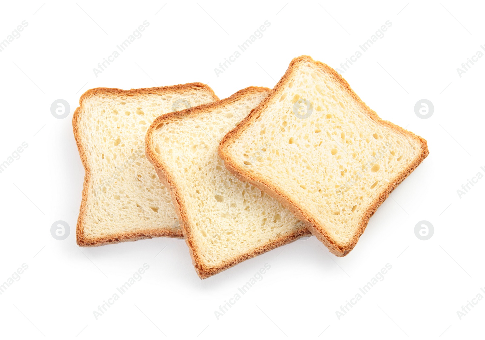 Photo of Fresh wheat bread on white background, top view