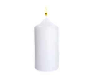 Wax candle with wick isolated on white