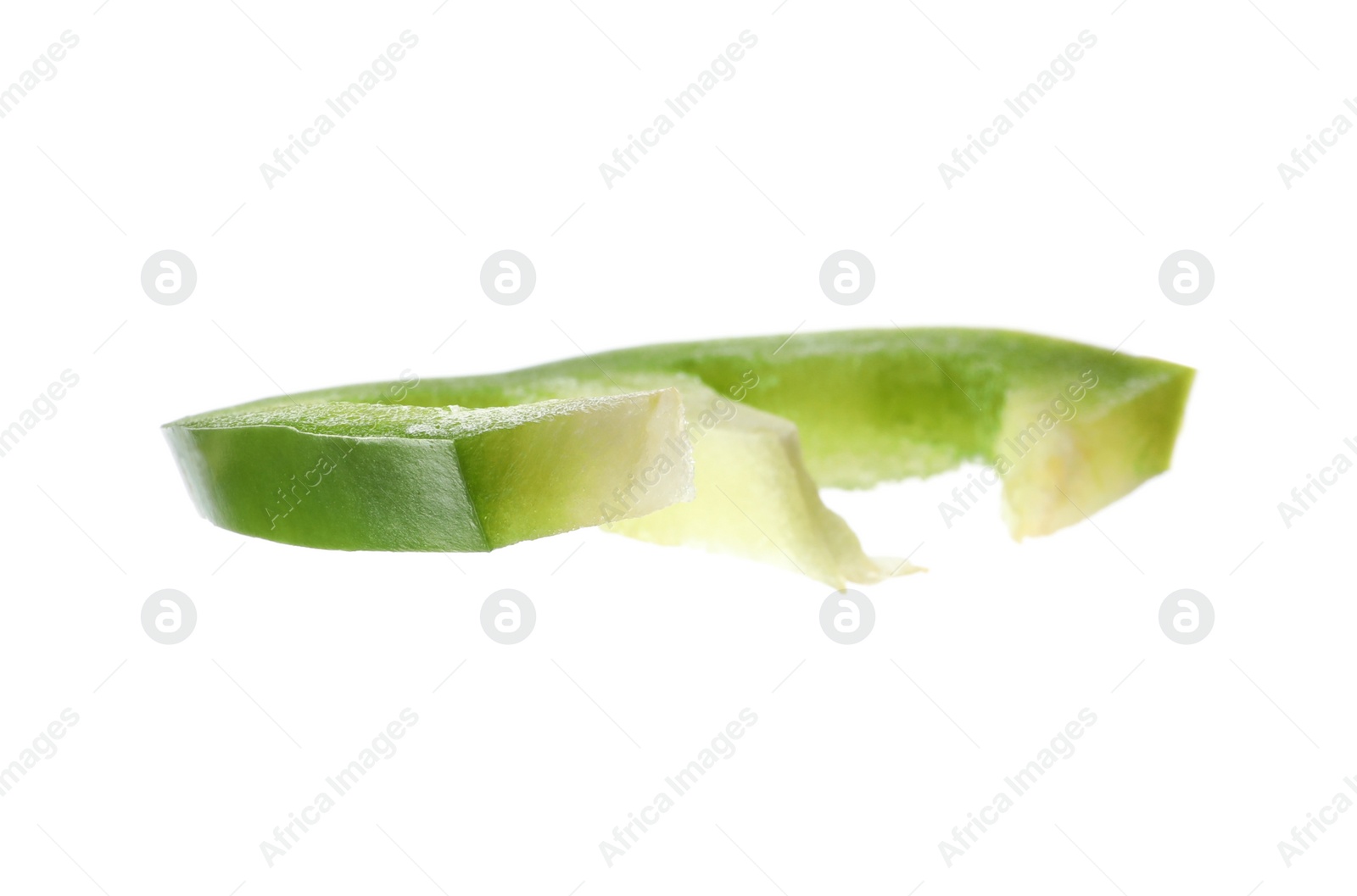 Photo of Cut fresh bell pepper on white background