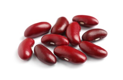 Pile of red beans on white background