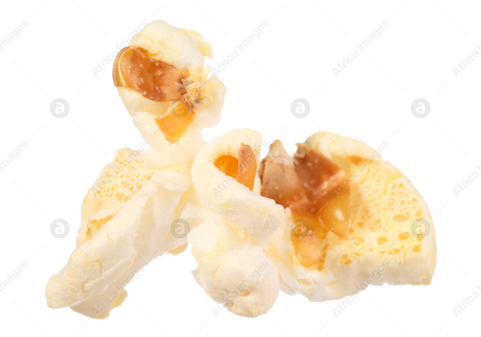 Photo of Kernel of tasty fresh popcorn isolated on white