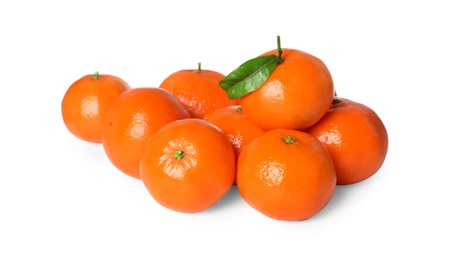 Fresh ripe juicy tangerines isolated on white