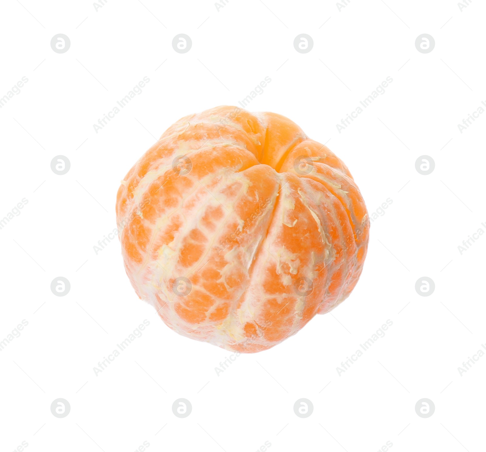 Photo of Peeled fresh tangerine isolated on white. Citrus fruit